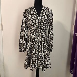 Zara The Paula Dress Black White Geometric Print Women’s Size Small